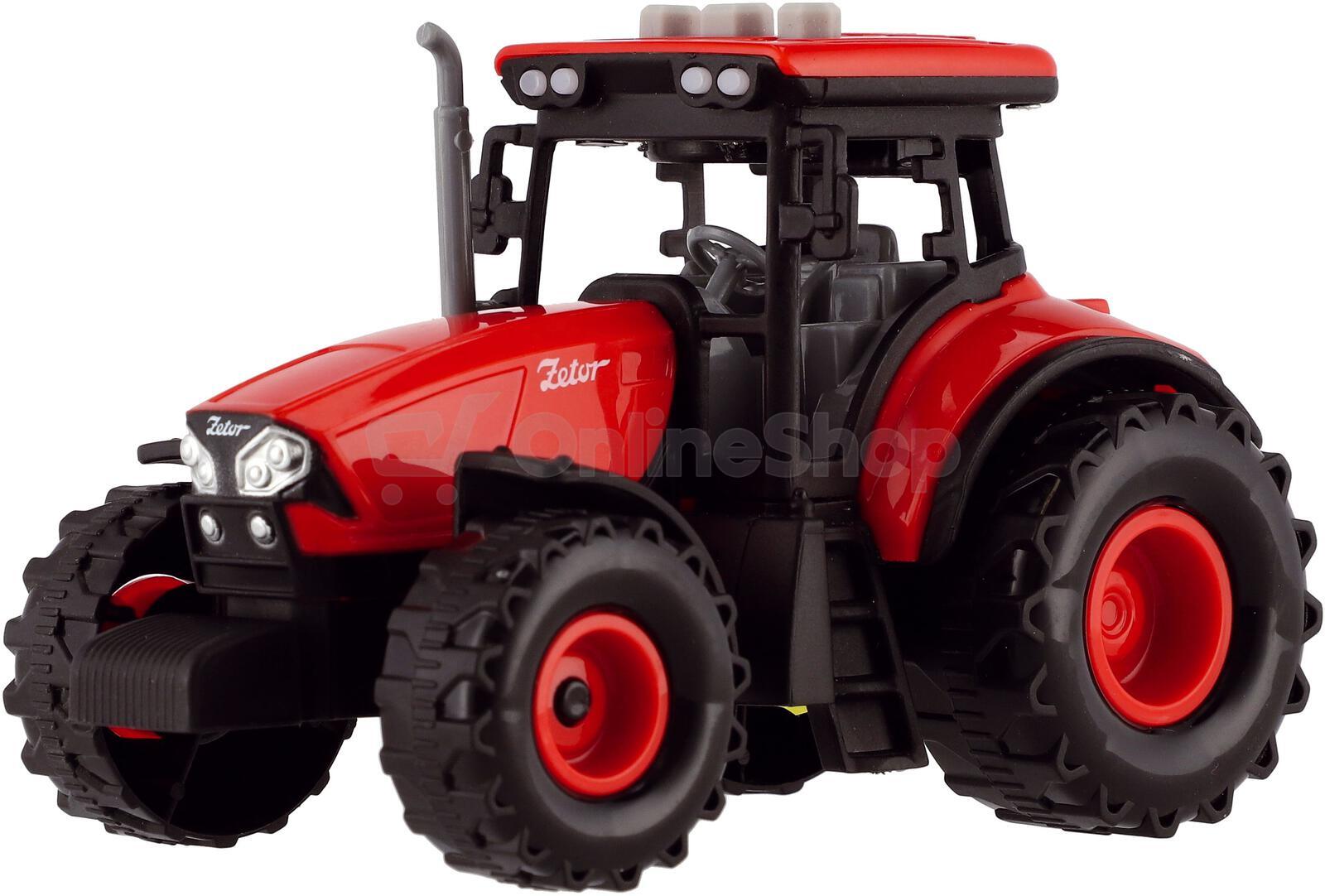 Traktor Teddies Zetor na setrvačník, se světlem a zvukem, 9x14cm