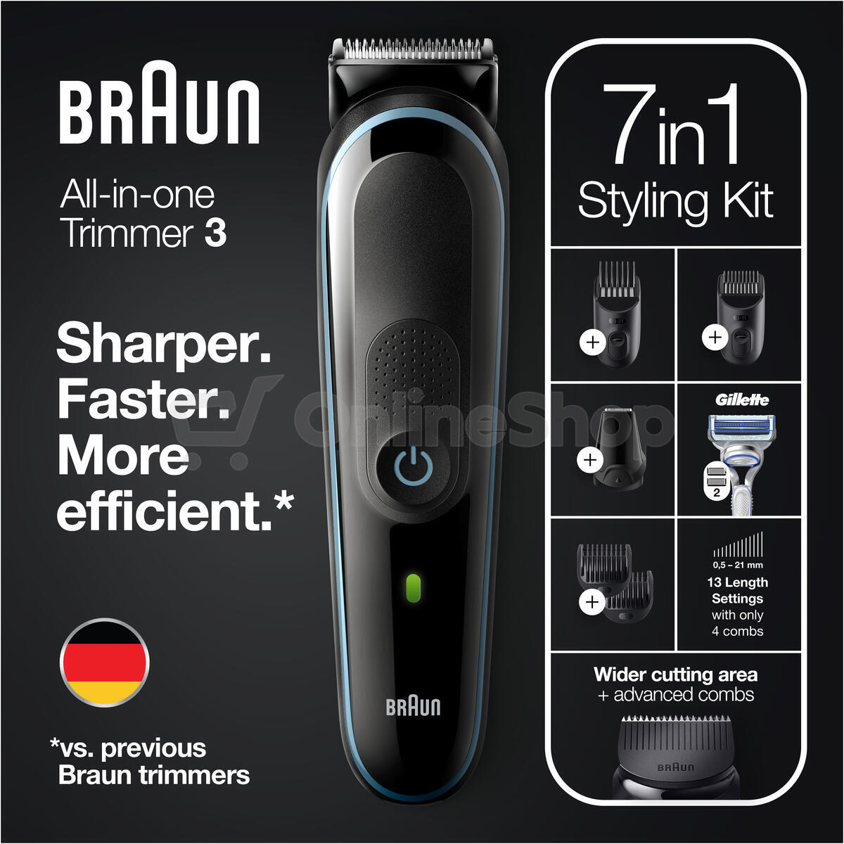 Multifunkční zastřihovač Braun MGK 3342, modrý