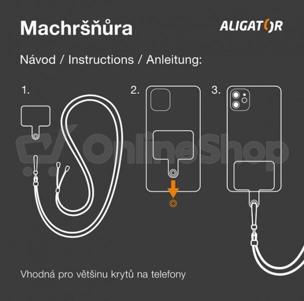UNI šňůrka Aligator Machršňůra pro mob. tel., trikolora