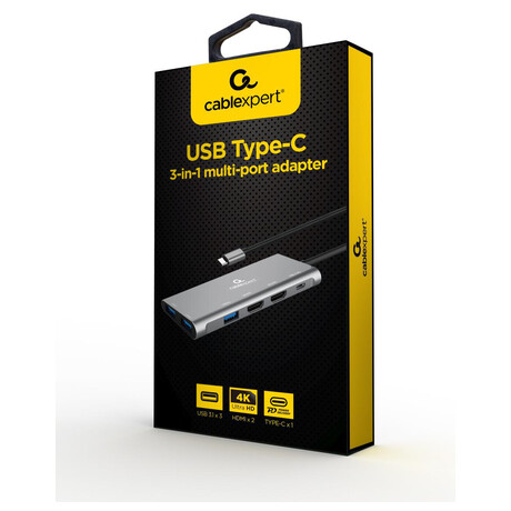 Gembird USB-C 3v1 multiport hub +&nbsp;HDMI+ PD (foto 1)