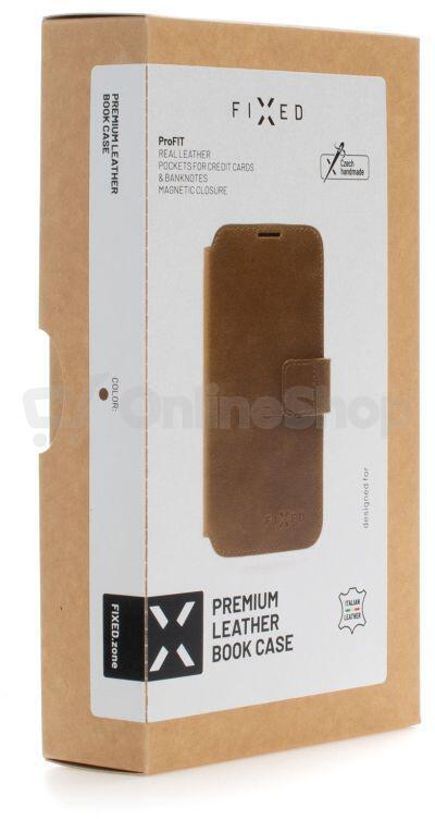 Kožené pouzdro typu kniha FIXED ProFit pro Apple iPhone 14, hnědé