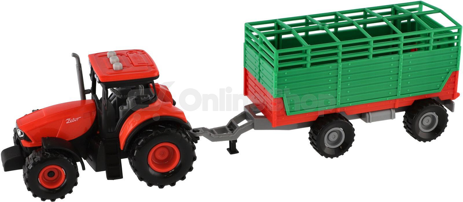 Traktor Teddies Zetor s vlekem, plast, 36cm