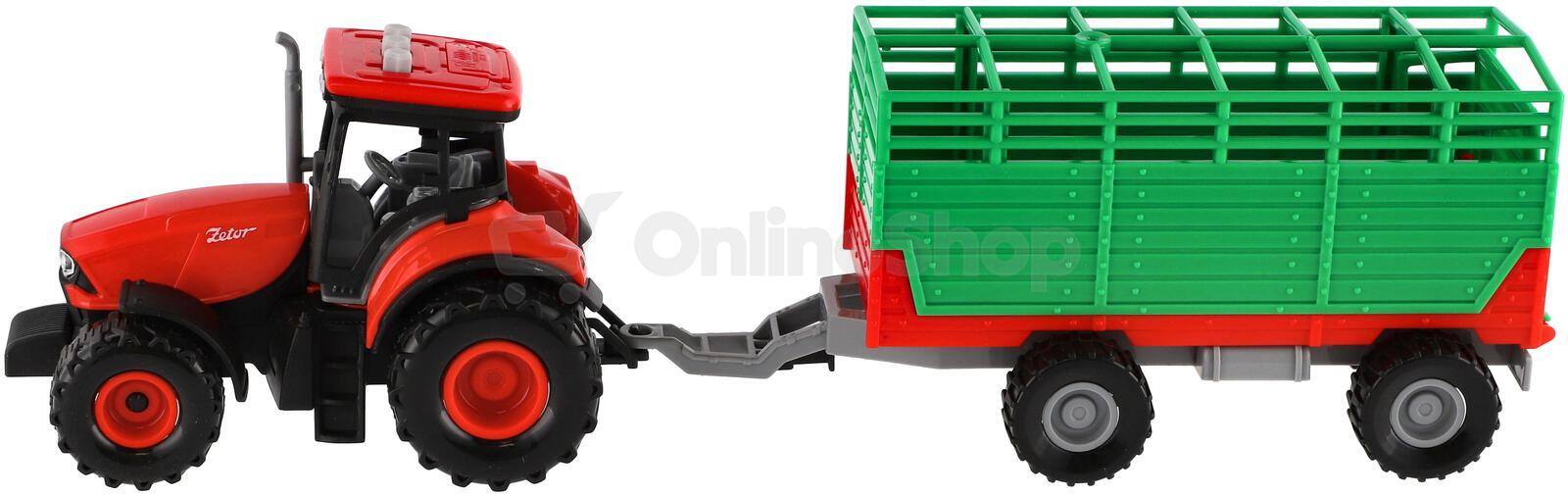 Traktor Teddies Zetor s vlekem, plast, 36cm