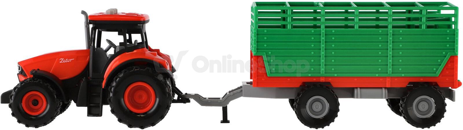 Traktor Teddies Zetor s vlekem, plast, 36cm