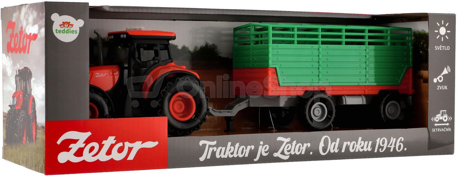 Traktor Teddies Zetor s vlekem, plast, 36cm