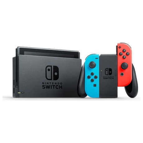 Nintendo Switch console with neon blue&red Joy-Con