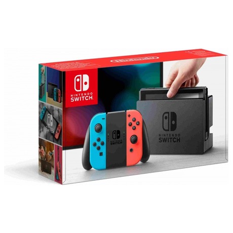 Nintendo Switch console with neon blue&red Joy-Con