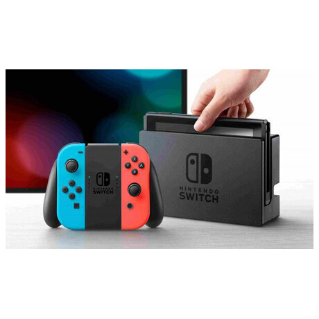 Nintendo Switch console with neon blue&red Joy-Con