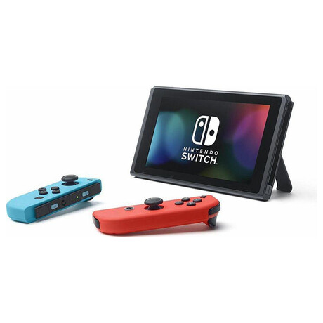 Nintendo Switch console with neon blue&red Joy-Con