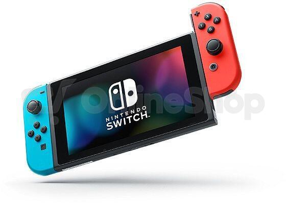 Nintendo Switch console with neon blue&amp;red Joy-Con