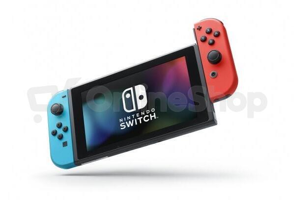 Nintendo Switch console with neon blue&amp;red Joy-Con
