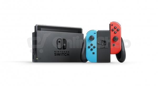 Nintendo Switch console with neon blue&amp;red Joy-Con