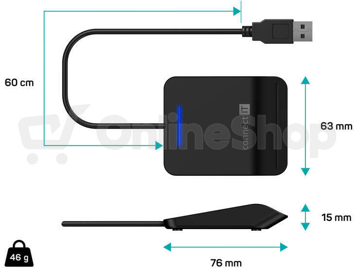 CONNECT IT USB čtečka eObčanek a čipových karet, ČERNÁ (CFF-3050-BK)
