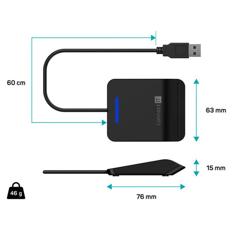 CONNECT IT USB teka eObanek a ipovch karet, ERN (CFF-3050-BK)