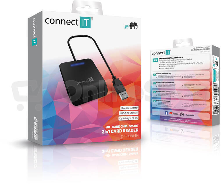 CONNECT IT USB čtečka eObčanek a čipových karet, ČERNÁ (CFF-3050-BK)