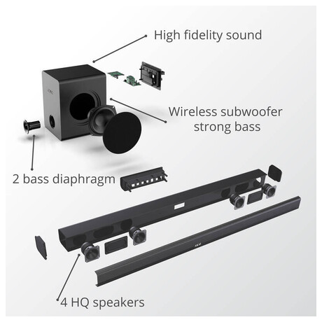 Soundbar AKAI, ASB-6WSW, Bluetooth, LED displej, dlkov ovldn, 70 W RMS