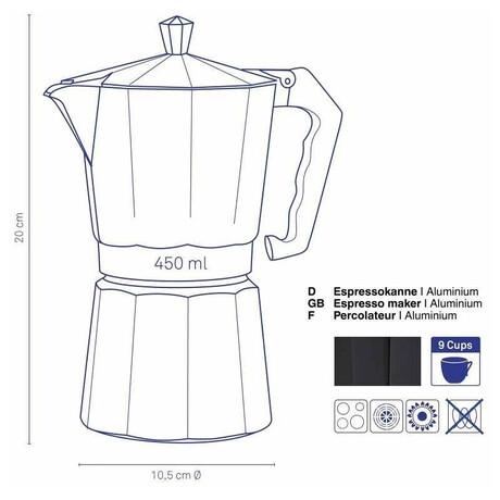 KELA Konvice na espresso Italia 9 lk ern KL-10555
