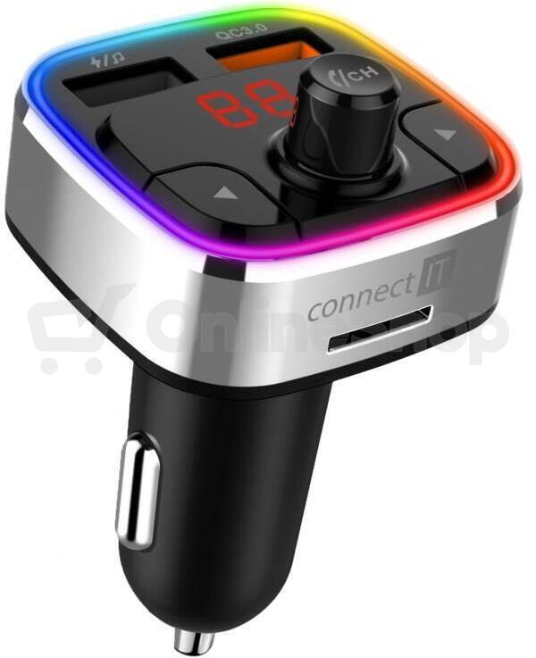 CONNECT IT CarRGB Bluetooth transmitter, 2xUSB+MicroSD, STŘÍBRNÝ (CCC-9090-SL)