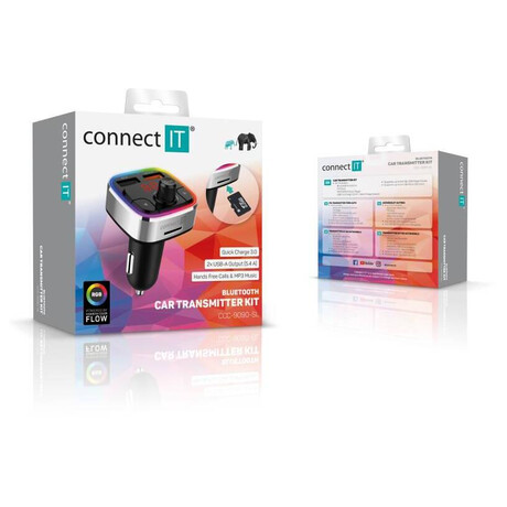 CONNECT IT&nbsp;CarRGB Bluetooth transmitter, 2xUSB+MicroSD, STŘÍBRNÝ (foto 6)