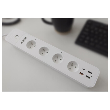 iGET HOME Power 4 USB - Smart WiFi prodluovac pvod 4x AC 230V s 4x USB portem a menm spoteby (75020804)