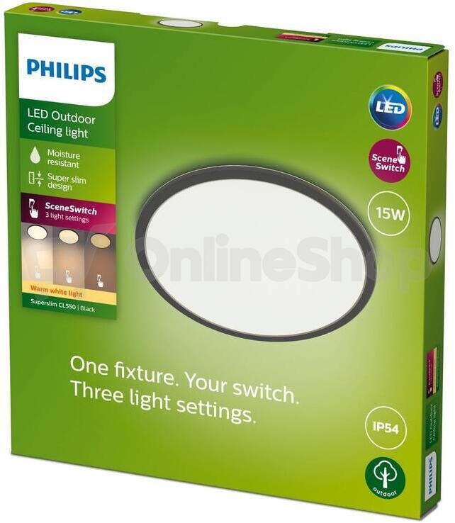 Philips SuperSlim SSW 15W 27K Black IP54