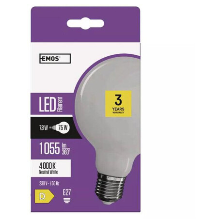 Emos LED rovka Filament Globe / E27 / 7,8W (75 W) / 1 055 lm / neutrln bl (ZF2151)