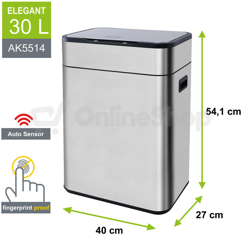 Bezdotykový odpadkový koš Helpmation ELEGANT AK5514, 30 l