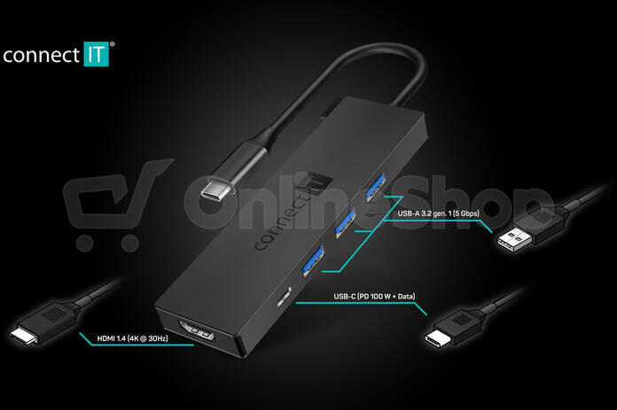Connect IT CHU-8010 USB-C hub, 5v1, AN