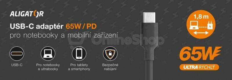 Napájecí adaptér pro notebook USB-C ALIGATOR 65W