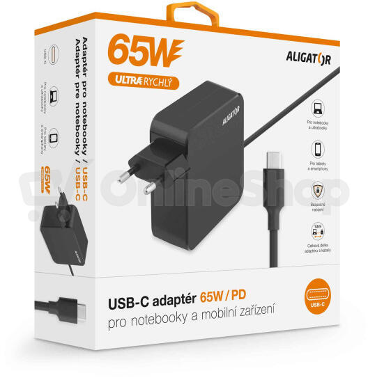 Napájecí adaptér pro notebook USB-C ALIGATOR 65W