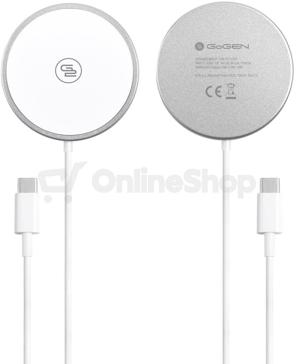 Bezdrátová nabíječka GoGEN s MagSafe funkcí, bílá