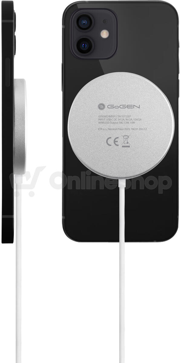 Bezdrátová nabíječka GoGEN s MagSafe funkcí, bílá