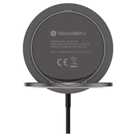 Bezdrtov nabjeka GoGEN s MagSafe funkc a kovovm drkem, ern