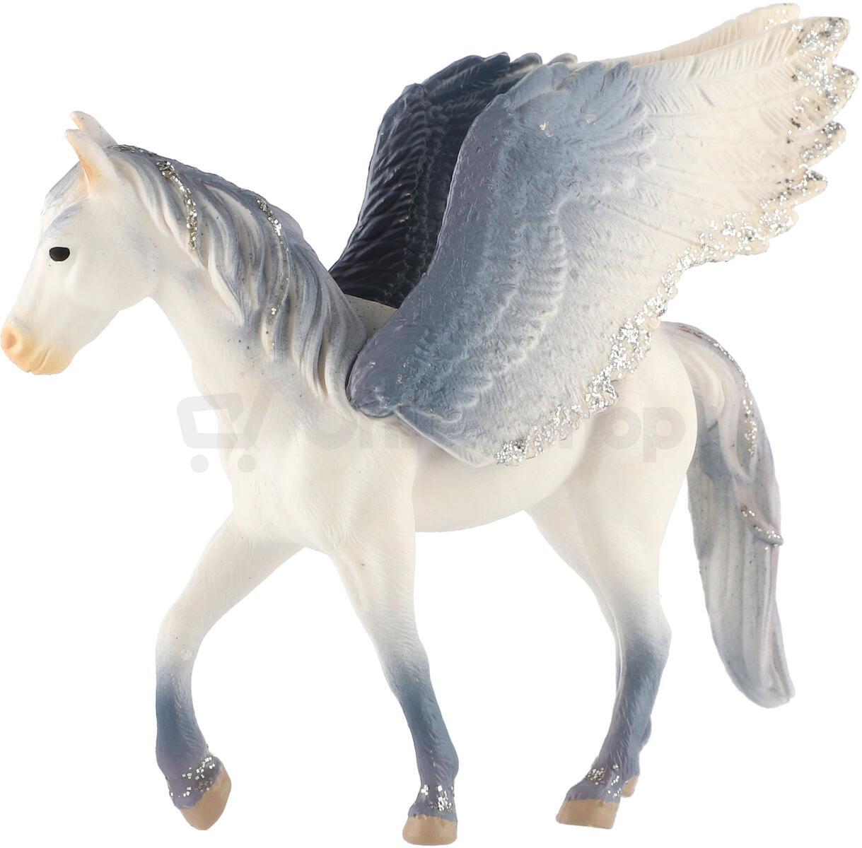 Figurka Zooted Kůň s křídly bílo-šedý, plast, 14 cm