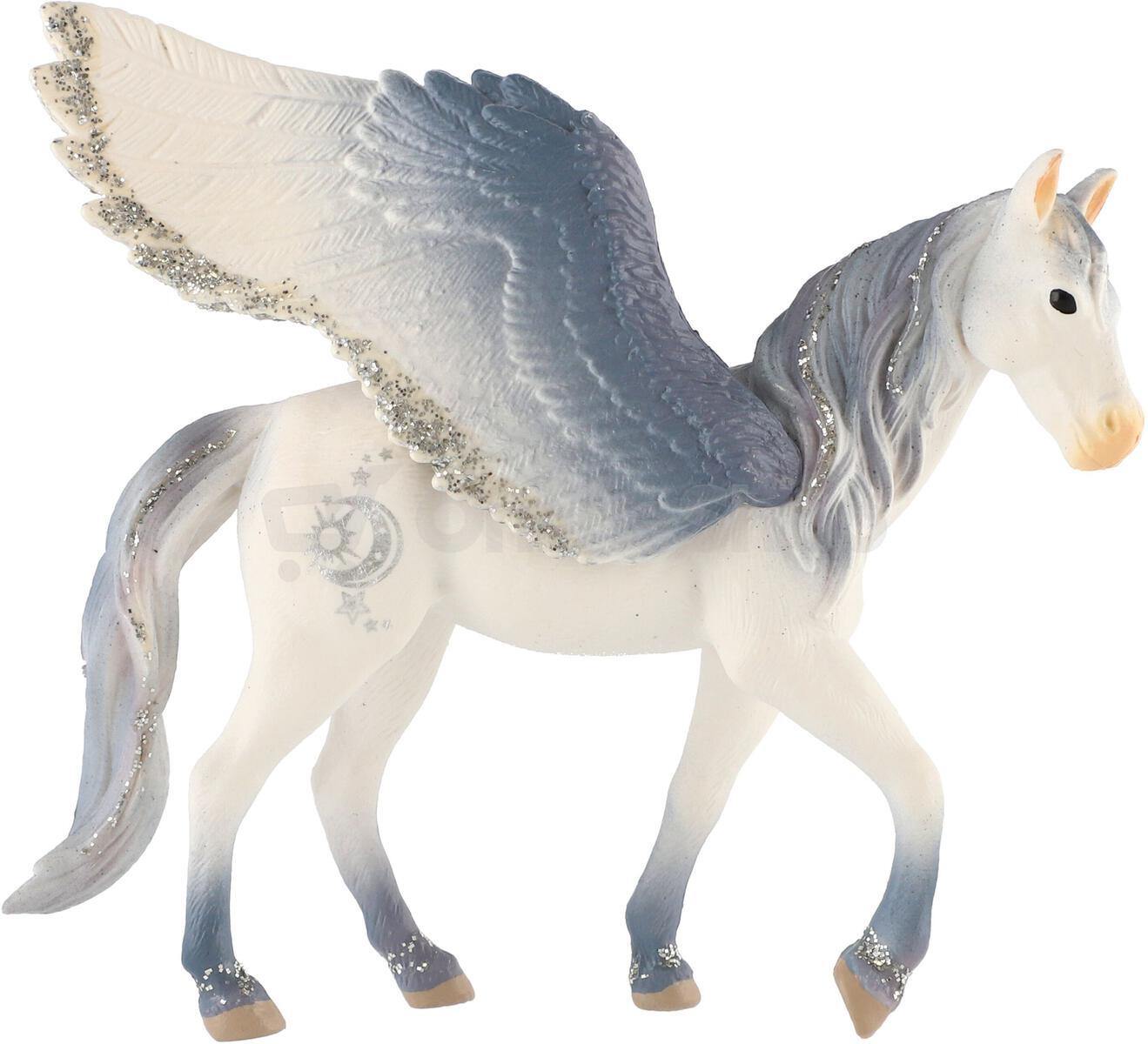 Figurka Zooted Kůň s křídly bílo-šedý, plast, 14 cm