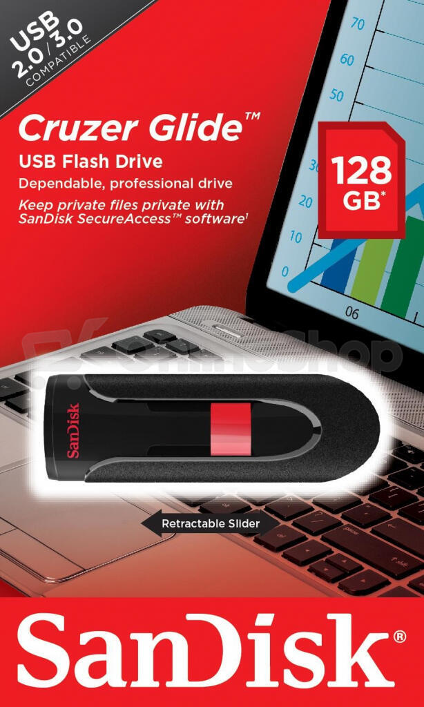 SanDisk Flash Disk 128GB Cruzer Glide, USB 2.0 (SDCZ60-128G-B35)
