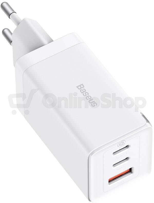 Baseus GaN5 Pro rychlonabíjecí adaptér 2x USB-C + USB-A 65W bílá (CCGP120202)