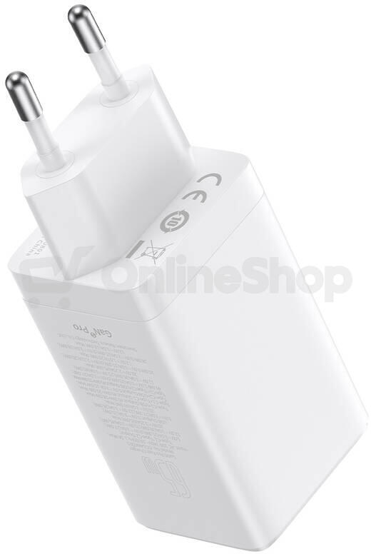 Baseus GaN5 Pro rychlonabíjecí adaptér 2x USB-C + USB-A 65W bílá (CCGP120202)