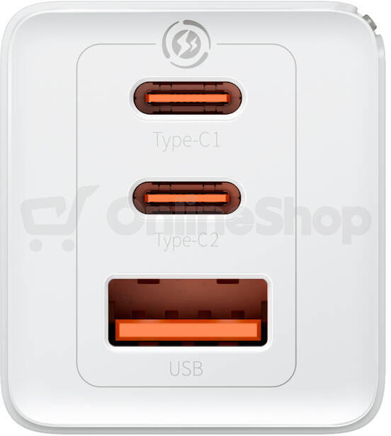 Baseus GaN5 Pro rychlonabíjecí adaptér 2x USB-C + USB-A 65W bílá (CCGP120202)