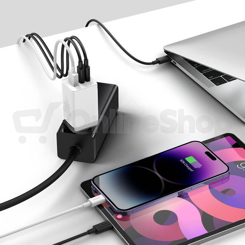 Baseus GaN5 Pro rychlonabíjecí adaptér 2x USB-C + USB-A 65W bílá (CCGP120202)