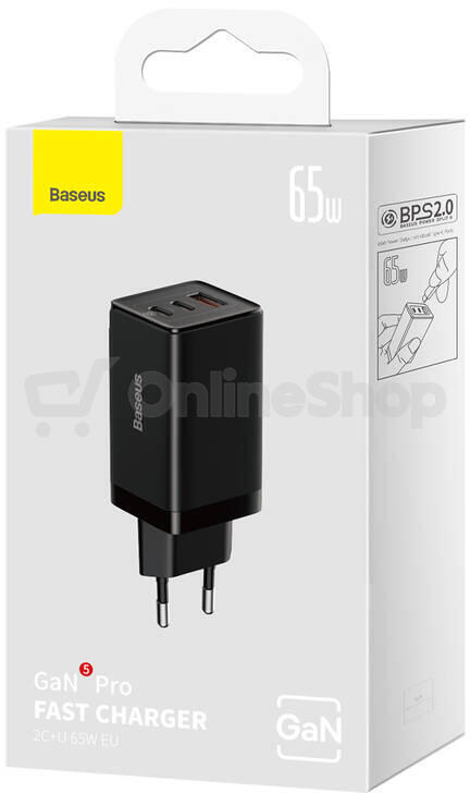 USB nabíječka Baseus GaN5 Pro, 2x USB-C + USB-A 65W, černá