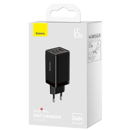 USB nabíječka Baseus GaN5 Pro, 2x USB-C + USB-A 65W, černá