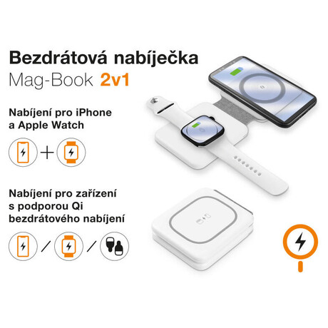 Bezdrtov stanice Aligator Magsafe 2v1, bl