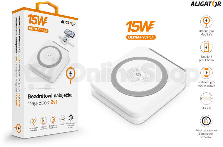 Bezdrátová stanice Aligator Magsafe 2v1, bílá