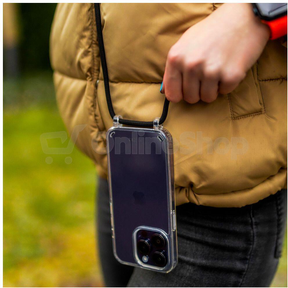Pouzdro FIXED Pure Neck s černou šňůrkou na krk pro Apple iPhone 11