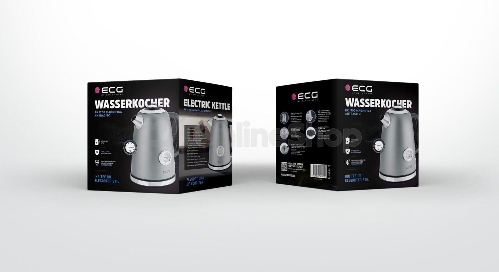 Rychlovarná konvice ECG RK 1700 Magnifica Antracito