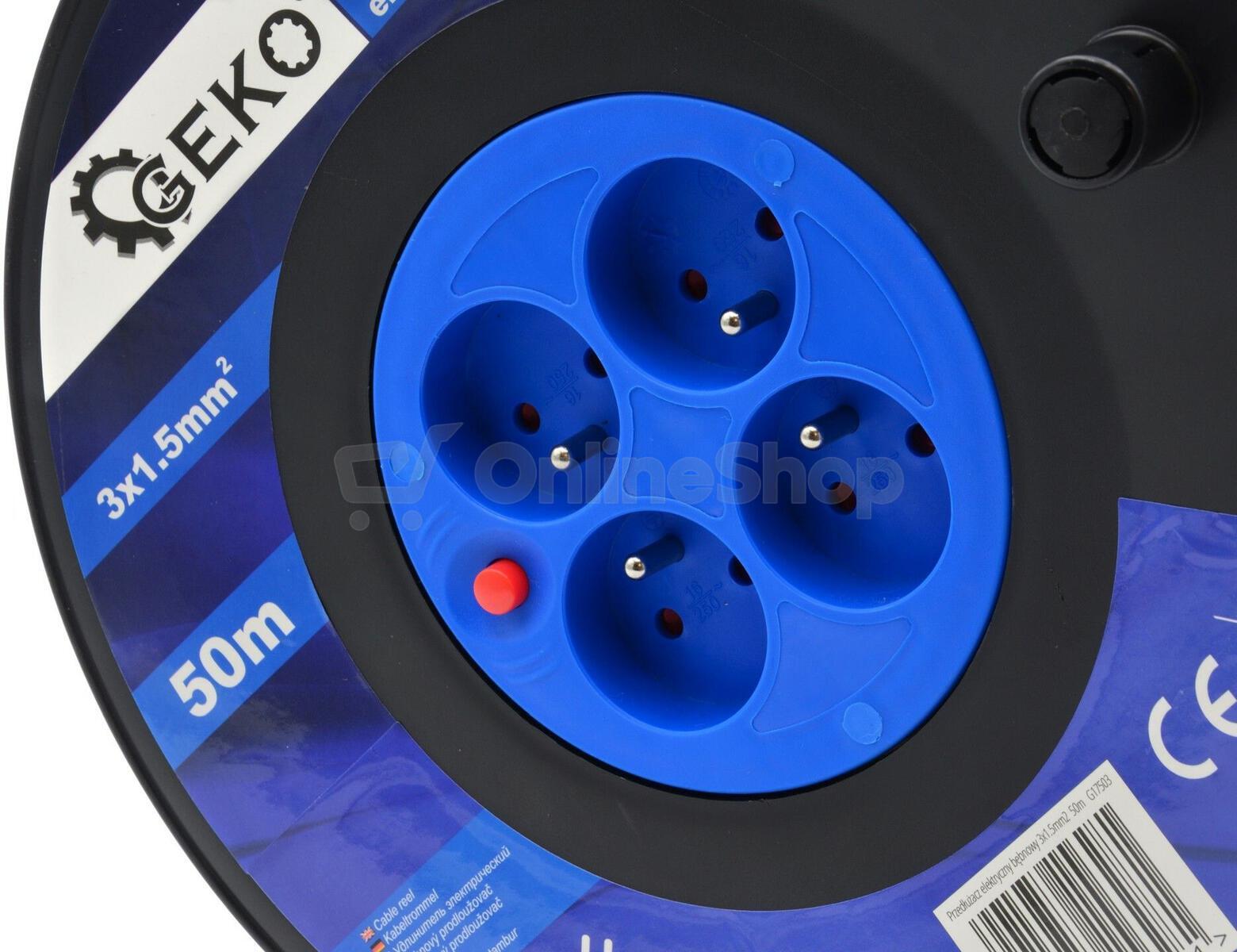 Kabel prodlužovací 3x1.5mm2, buben, 50m GEKO