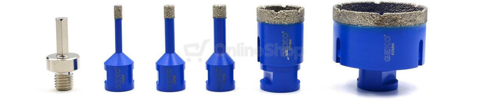 Korunkový vrták diamantový, sada 6ks, 6-68mm GEKO