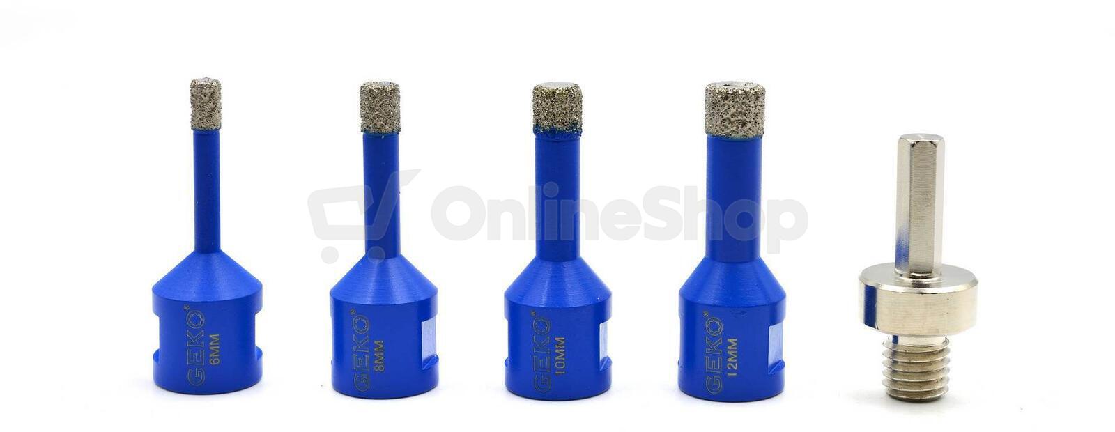 Korunkový vrták diamantový, sada 5ks, 6-12mm GEKO