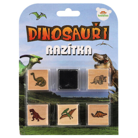 Teddies Raztka devn 5+1 s podukou dinosaui 3x3cm na kart